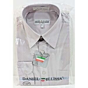 Daniel Ellissa Mens Fashion Dress Shirt SILVER DS3001 14 1/2 Sleeve 32-33